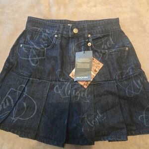 Dark Blue Pleated Mini Skirt